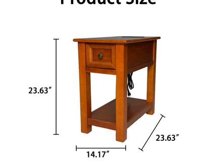 End Table With Drawer And Shelf For Living Room - Walnut