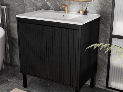 Bathroom Vanity With Ceramic Sink, Floor-Standing Design, Soft-Closing Drawers