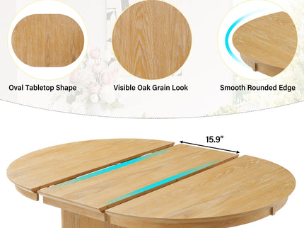 Farmhouse Oval Extendable Dining Table With Pedestal Base