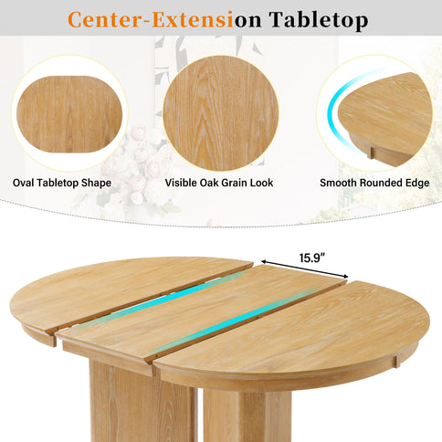 Farmhouse Oval Extendable Dining Table With Pedestal Base