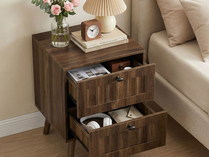 Double Drawer Bedside Table (Set of 2) - Walnut