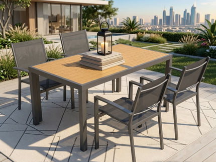 5 Piece Patio Dining Set With Table And Chairs For Outdoor Use - Gray