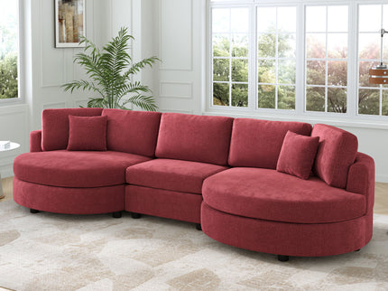Modern 3 Seater Upholstered Sofa With Curved Design