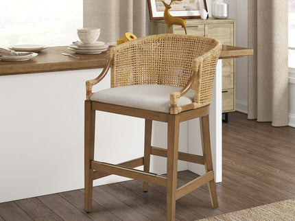 Casual Handcrafted Rattan Counter Stool