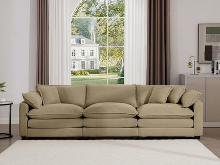 Mid-Century Modern 3 Seater Sectional Sofa With Arm And Throw Pillows