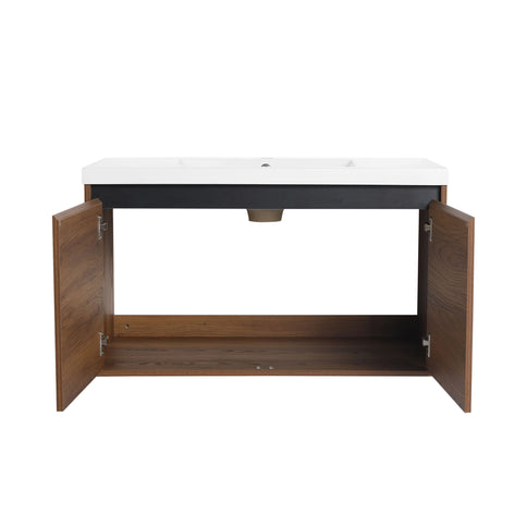 Bathroom Vanity Set With Resin Countertop Sink And 2 Doors, Engineered Wood