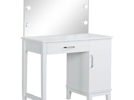 Elijah - Vanity Set With Lighting And Stool - White