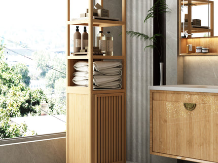 Storage Cabinet With Tall Tower, Multifunctional For Bathroom