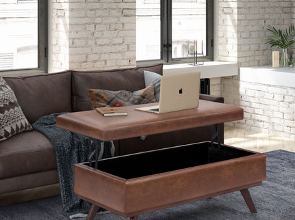 Owen - Lift Top Large Coffee Table Storage Ottoman, Mid Century Style