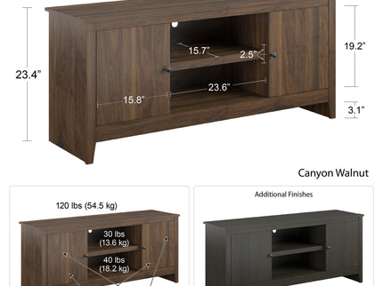TV Stand For TVs Up To 65" With Open Shelves And Storage Cabinets - Walnut