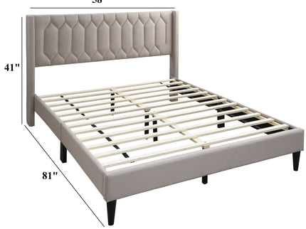 Platform Bed With Diamond Tufted Headboard