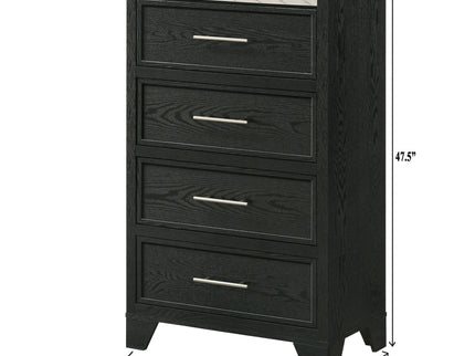 1 Piece 4 Drawers Tall Chest Bedroom Furniture - Black / White