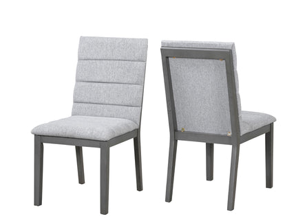 Tufted Upholstery Modern Dining Chairs (Set of 2) Sleek Comfort With Rubber Wood Frame - Gray / Oak