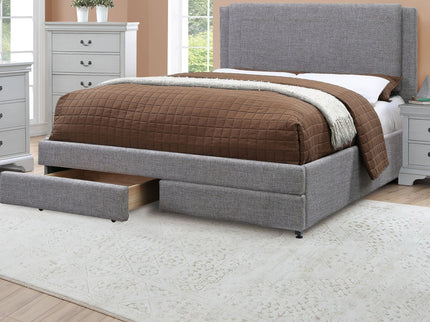 Contemporary Upholstered Bed With Storage Drawers