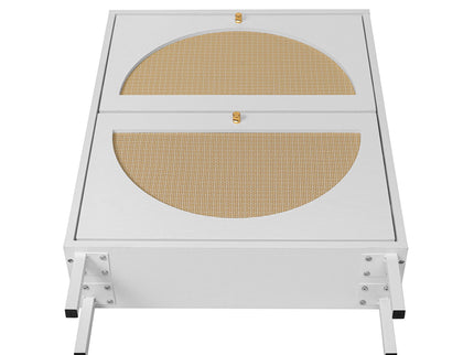 2 Door Shoe Rack, Rattan, Double Layer, Suitable For Living Room, Hallway - White