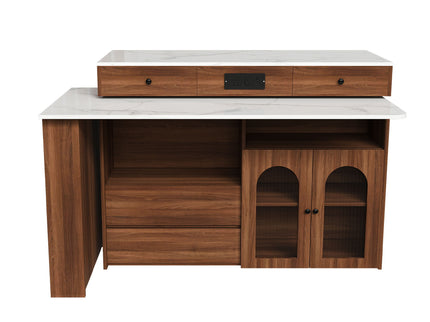 Kitchen Island With Extendable & Rotating Table