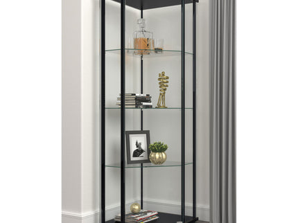 Lysander - 4 Shelf Curio Cabinet With Triangular Silhouette - Black