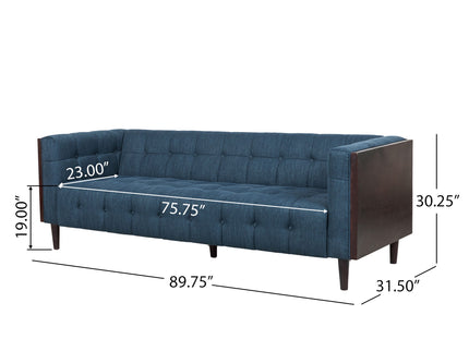 Contemporary Mid-Century Charm 3 Seater Sofa With Button Tufted Waffle Stitching