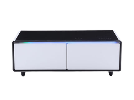 Modern Smart Coffee Table With Built-In Fridge, tooth Speaker, Wireless Charging Module, Touch Control Panel, Power Socket, USB Interface, Outlet Protection, Atmosphere Light