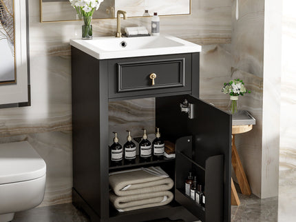 Elegant Bathroom Vanity With Ceramic Sink, Soft Close Door, Adjustable Shelf