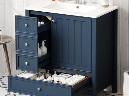 Modern Bathroom Vanity With Sink, 1 Cabinet & 3 Drawers