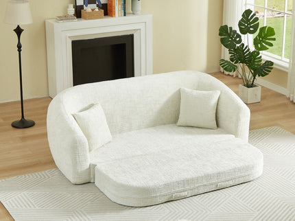 Curved Convertible Sofa, 2 In 1 Fold Out Bed With Pull Out Base And Deep Seat