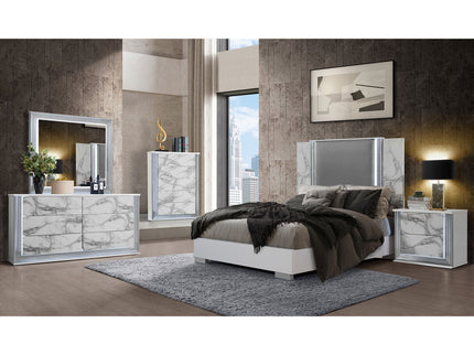 Moon - Marble Mirror With LED - White