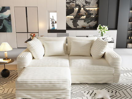 Deep Seat Convertible Sofa With Soft Pillows And Ottomans