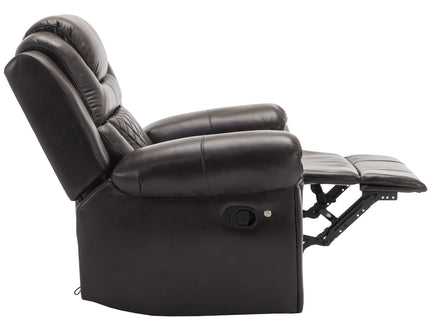3 Pieces Recliner Sofa Sets Home Theater Seating Manual Recliner Chair & Center Console And LED Light Strip For Living Room - Brown
