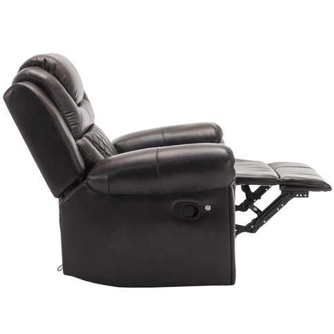 3 Pieces Recliner Sofa Sets Home Theater Seating Manual Recliner Chair & Center Console And LED Light Strip For Living Room - Brown