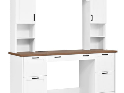 Farmhouse Computer Desk With Hutch