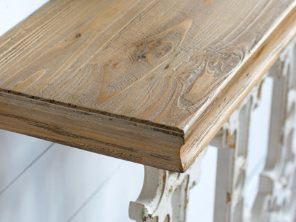 Classic Vintage Wash Console Table With Wood Top - Brown / Antique White