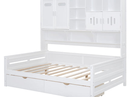 Daybed With All-In-One Cabinet And Shelf