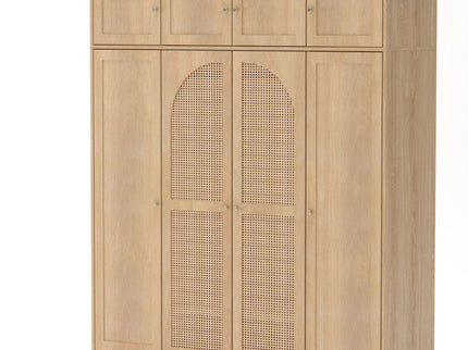 8 Door Armoire Wardrobe With Adjustable Shelves And Hanging Rod