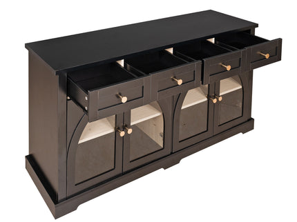 Sideboard Cabinet With 4 Drawers And 4 Arched Glass Doors