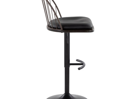 Riley - Farmhouse Adjustable Height Barstool With Swivel With Rounded T Footrest (Set of 2)