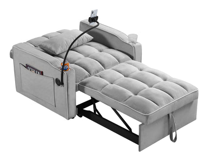 Convertible Sleeper Chair Sofa Bed Adjustable Pull Out Sleeper Chair Bed Multi-Pockets Folding Sofa Bed For Living Room Bedroom Small Space, 3 In 1 Sofa Bed