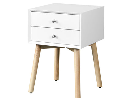 Bedside Table With 2 Drawers Mid-Century Modern Storage Cabinet For Bedroom