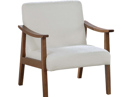 Upholstered Accent Chair With Frame Low Profile Seating For Living Room - White