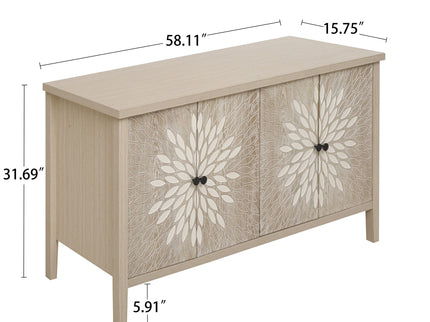 Modern Storage Cabinet With 4 Doors & Adjustable Shelves