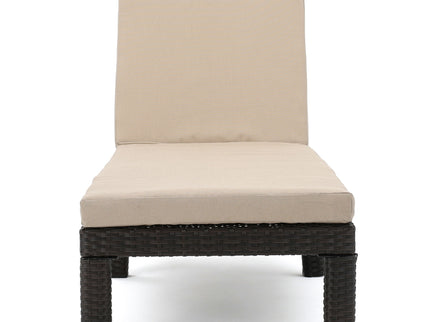 Puerta - Chaise Lounge Frame Cushion Outdoor Wicker Iron - Beige / Dark Brown
