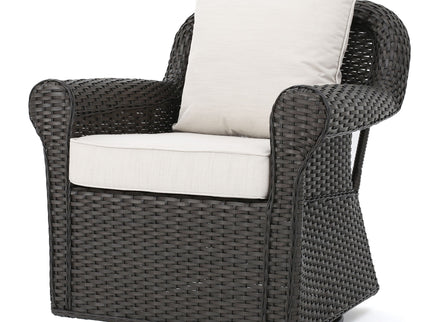 Amaya - Outdoor Swivel Rocker Chair With Water Resistant Cushions - Brown / Beige