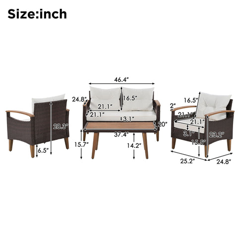 4 Piece Garden Furniture, Patio Seating Set