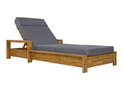 Chaise Lounge Set With 4 Fold Cushion And Built In Headrest, 3 Position Adjustable