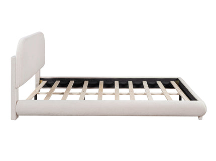 Upholstered Platform Bed With Thick Solid Frame And Stylish Curve-Shaped Design