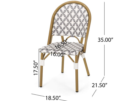 Chic French Bistro Chair With Durable Rattan And Aluminum Frame