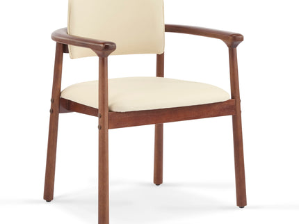 Dining Room Chairs, Ideal For Home & Kitchen (Set of 2) - Beige / Dark Walnut