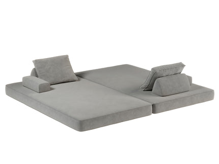 Multifunctional Convertible Sofa Bed With 2 Tumbler Backrests And 2 Pillows, Deep Seat Couch