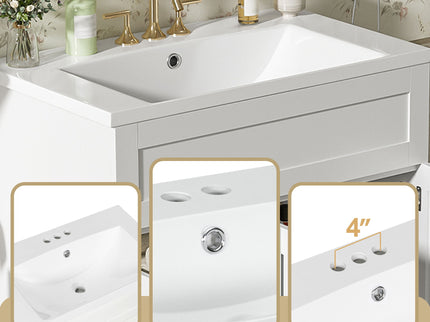 Bathroom Vanity With 2 Doors, 2 Drawers, Adjustable Shelf, Hidden Slides & Soft Close Hinges