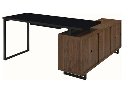 Rodger - L Shape Office Desk With Storage, Workstation For Home Or Office - Walnut